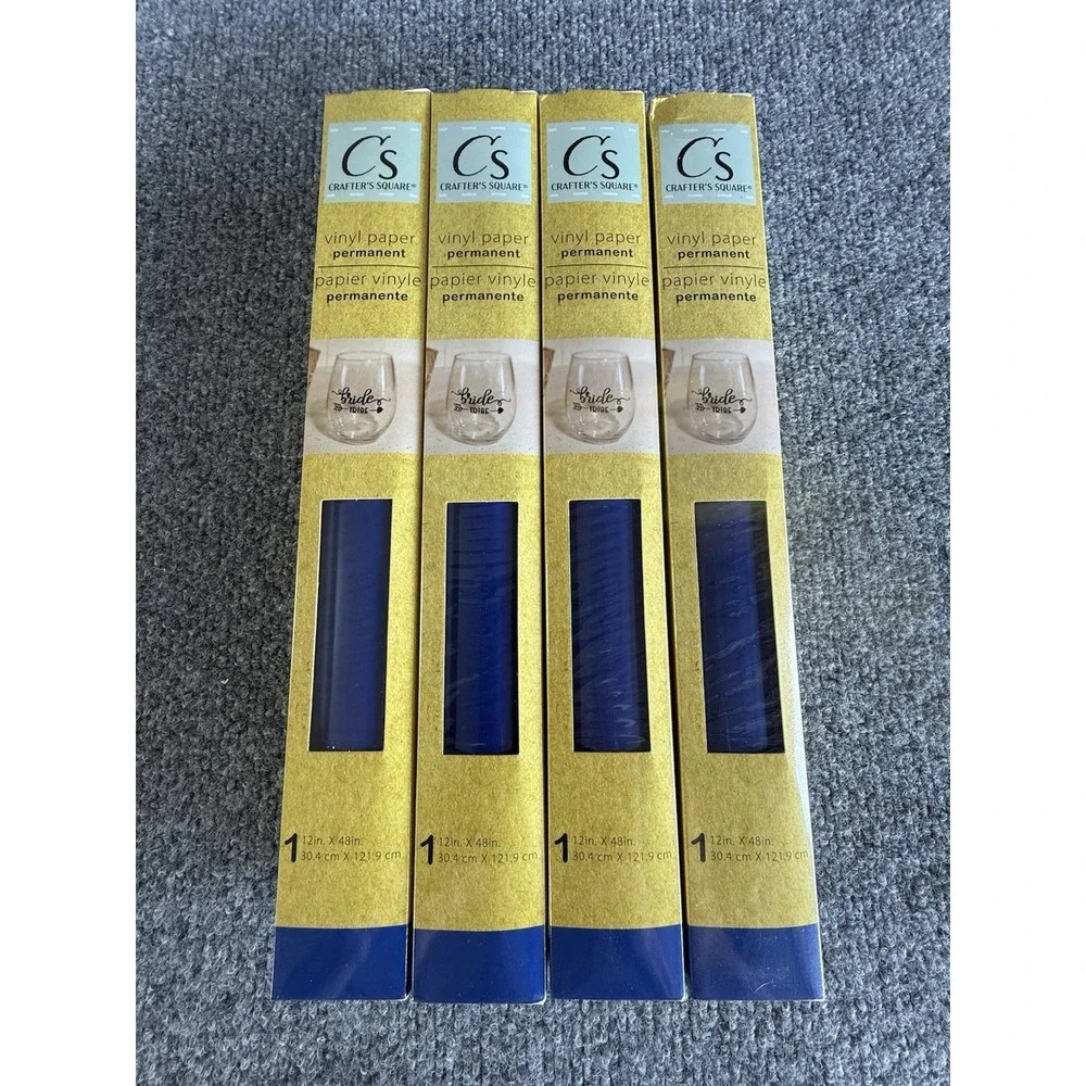 Crafters Square Permanent Vinyl‎ Paper Royal Blue Glossy 12x48 Inch 4 Rolls Bulk